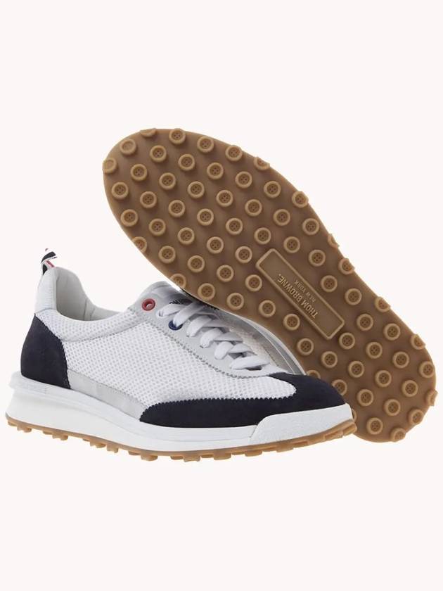 Fine Kid Suede Tech Runner Sneaker Navy - THOM BROWNE - BALAAN 3