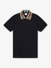 Check Collar Cotton Polo Shirt Black - BURBERRY - BALAAN 2