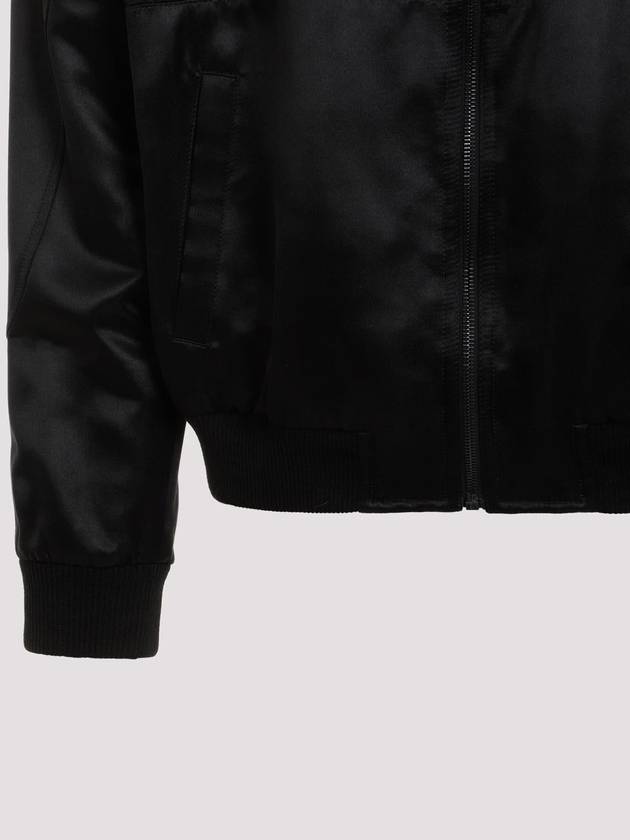 Satin Teddy Zip-Up Jacket Black - SAINT LAURENT - BALAAN 4