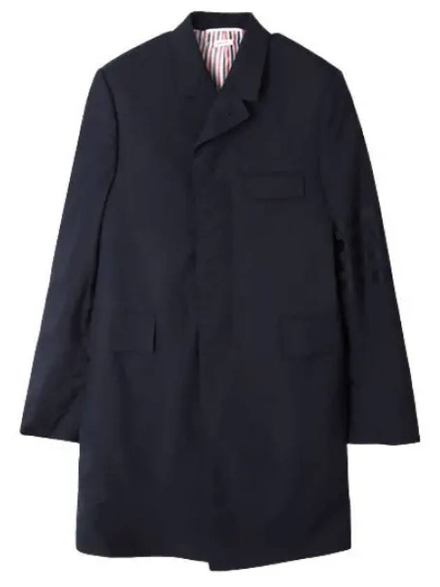 Diagonal Stripe Plain Weaving Chesterfield Overcoat Coat - THOM BROWNE - BALAAN 1