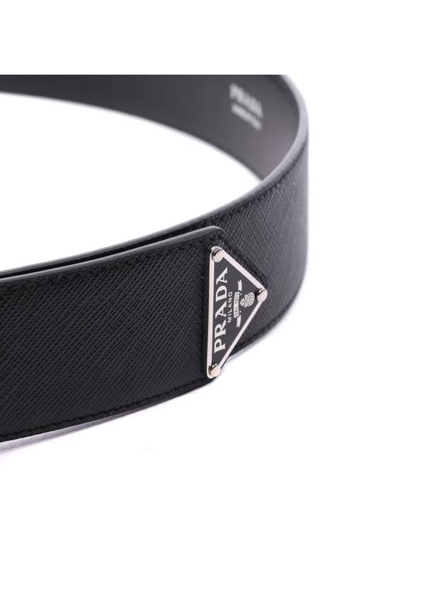 Saffiano Leather Belt Black - PRADA - BALAAN 5