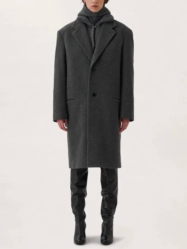 Chesterfield Breasted Wool Single Coat Grey - LEMAIRE - BALAAN 4