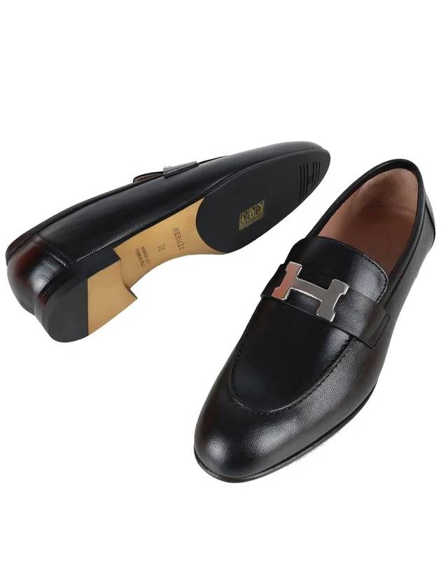 Paris Loafers Goatskin Palladium Noir - HERMES - BALAAN 5