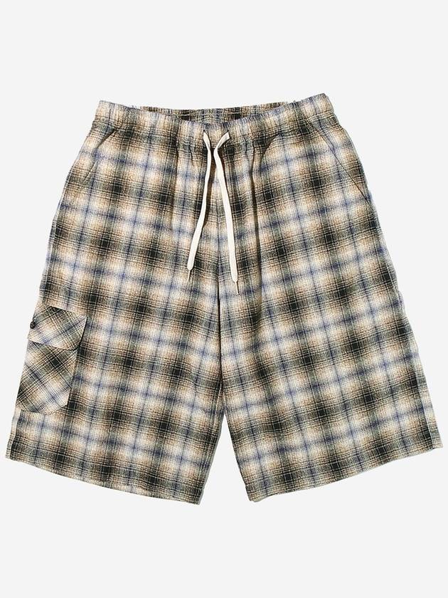 Cosmo Checker Flannel Carpenter Shorts Gray - OGARP - BALAAN 2