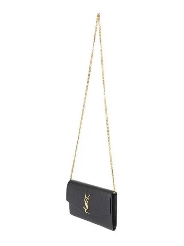 Monogram Uptown Chain Embossed Leather Long Wallet Black - SAINT LAURENT - BALAAN 9