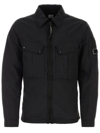 Lens Wappen Double Pocket Over Long Sleeve Shirt Black - CP COMPANY - BALAAN 2