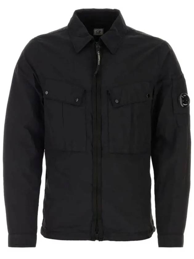 Lens Wappen Double Pocket Over Long Sleeve Shirt Black - CP COMPANY - BALAAN 3