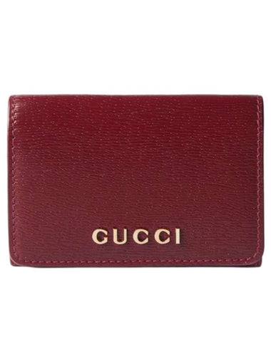 Script Leather Card Wallet Red - GUCCI - BALAAN 1