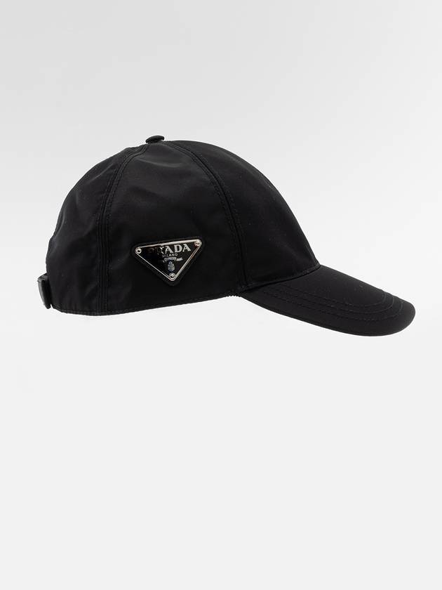 Triangle Logo Re Nylon Ball Cap Black - PRADA - BALAAN 3