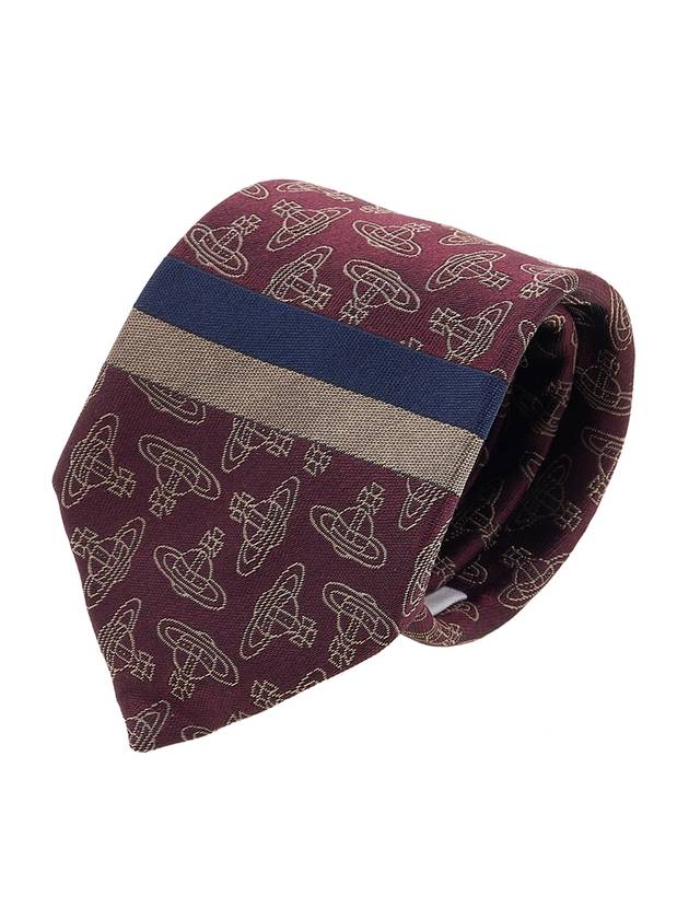 All Over Logo Jacquard Silk Tie Burgundy - VIVIENNE WESTWOOD - BALAAN 1