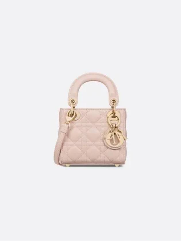 Micro Lady Cannage Lambskin Mini Bag Powder Pink - DIOR - BALAAN 1