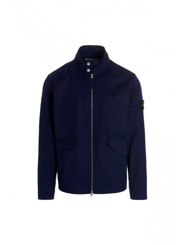 Wappen Patch Workwear Gabardine Biker Jacket Navy - STONE ISLAND - BALAAN 1