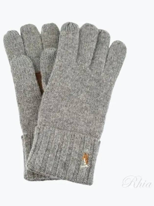 Signature Pony Merino Wool Touchscreen Gloves Grey - POLO RALPH LAUREN - BALAAN 2