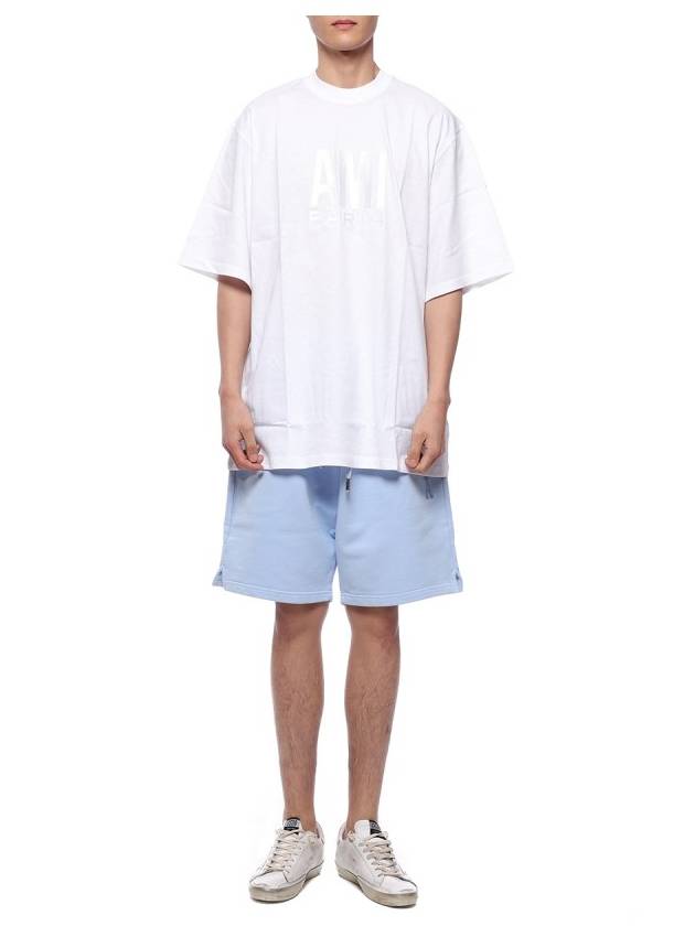 Logo Overfit Short Sleeve T-Shirt White - AMI - BALAAN 4