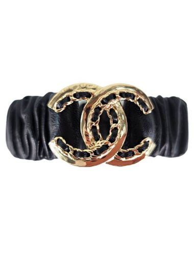 CC logo leather hair chouchou tripe bracelet hair band gold AB7848 - CHANEL - BALAAN 1