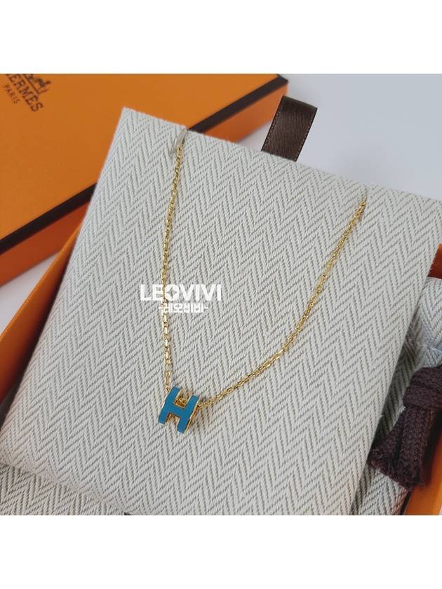 Pop H Pendant Mini PopAche Necklace Necklace Blue Jeans Yellow Gold - HERMES - BALAAN 9