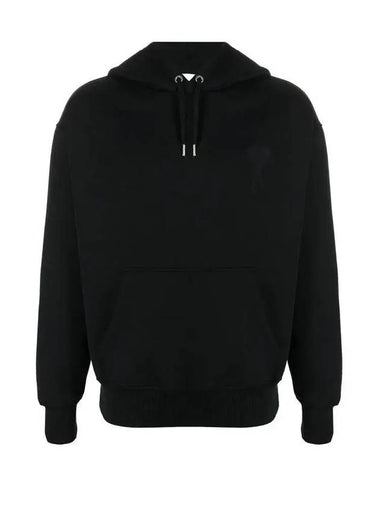 Embroidered Heart Logo Hoodie Black - AMI - BALAAN 1