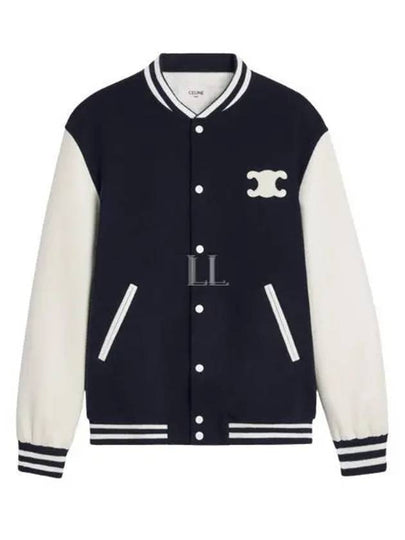 Teddy Varsity Texture Wool Jacket Navy - CELINE - BALAAN 2