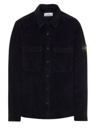 Cotton Corduroy 400 TC Over Long Sleeve Shirt Navy - STONE ISLAND - BALAAN 2