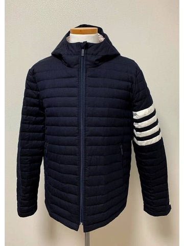 diagonal armband hooded padded jacket 1 - THOM BROWNE - BALAAN 1