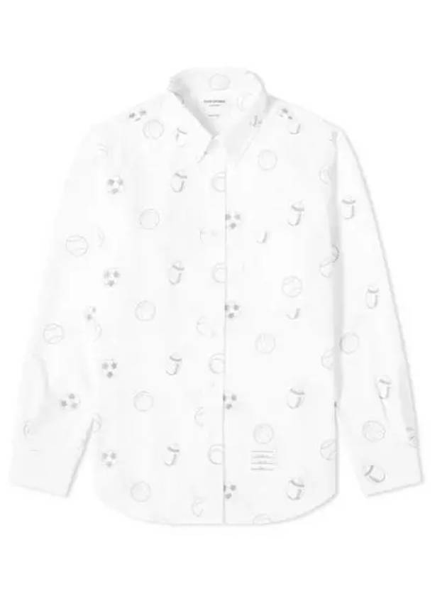 Multiball Embroidery Long Sleeve Shirt White - THOM BROWNE - BALAAN 2