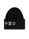 Monogram Flower Signature Headline Wool Beanie Black - LOUIS VUITTON - BALAAN 1