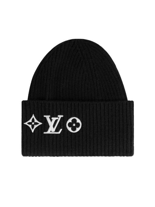 Monogram Flower Signature Headline Wool Beanie Black - LOUIS VUITTON - BALAAN 1