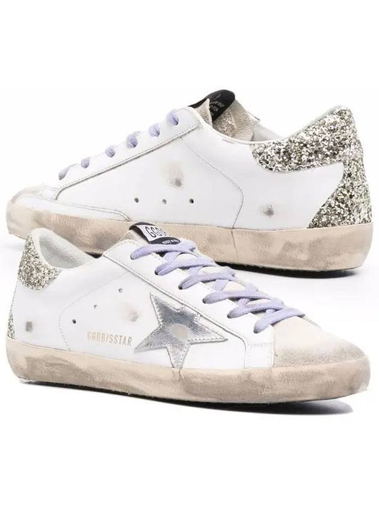 Superstar Glitter Tab Leather Low Top Sneakers Silver White - GOLDEN GOOSE - BALAAN 2