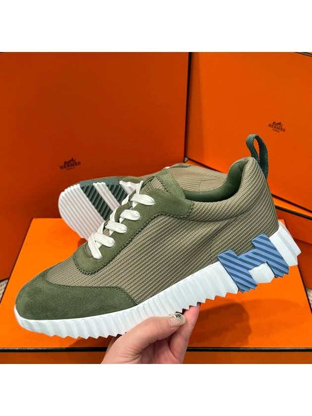 Women's Bouncing Sneakers Khaki Mesh H Sky Logo - HERMES - BALAAN 3