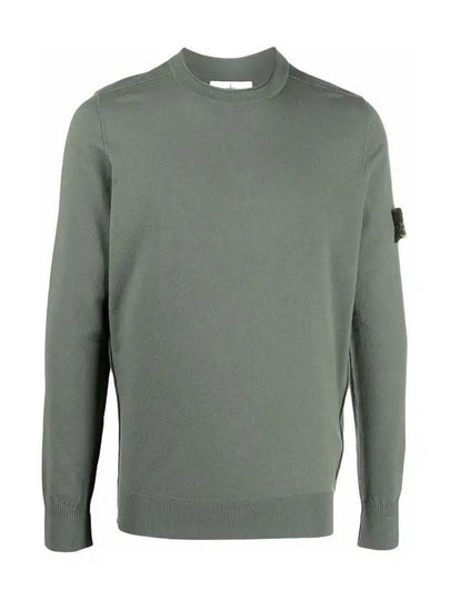 Waffen Patch Crew Neck Wool Knit Top Khaki - STONE ISLAND - BALAAN 2