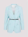 Belted Wool Blazer Jacket Light Blue - BOTTEGA VENETA - BALAAN 5