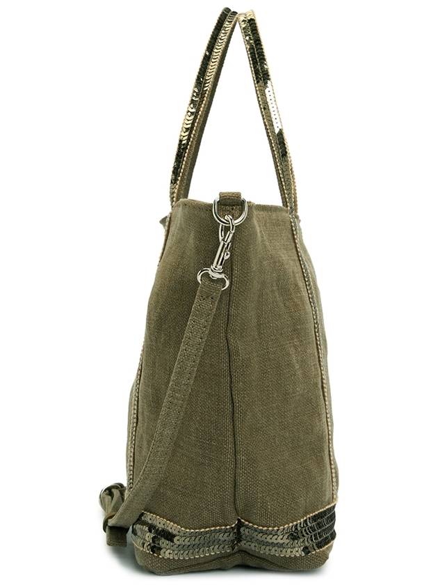 Women's Cabas Small Linen Tote Bag Green - VANESSA BRUNO - BALAAN 4