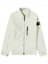 Wappen Patch Old Treatment Zip-Up Overshirt Light Green - STONE ISLAND - BALAAN 2