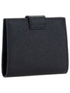 Triangle Logo Saffiano Leather Half Wallet Black - PRADA - BALAAN 5