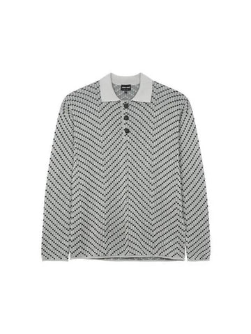 Men s zigzag pattern collar knit gray 270468 - GIORGIO ARMANI - BALAAN 1