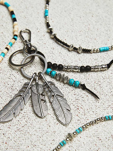 Navajo Feather Beads Keyring Black - KND - BALAAN 1