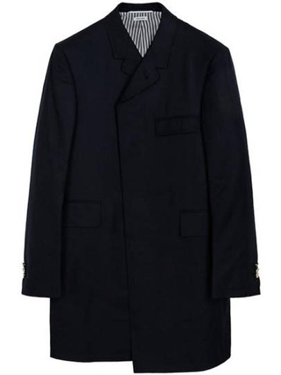 Super 120S Twill Classic Chesterfield Single Coat Navy - THOM BROWNE - BALAAN 2