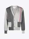 Fun Mix V-neck Cotton Cardigan Grey - THOM BROWNE - BALAAN 2