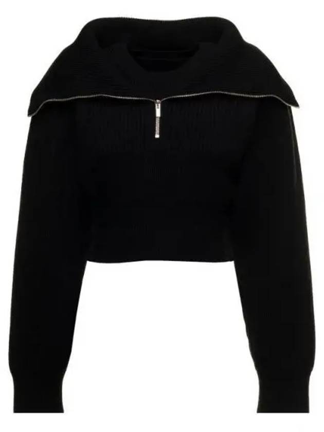 La Maille Risoul Double Collar Knit Top Black - JACQUEMUS - BALAAN 2