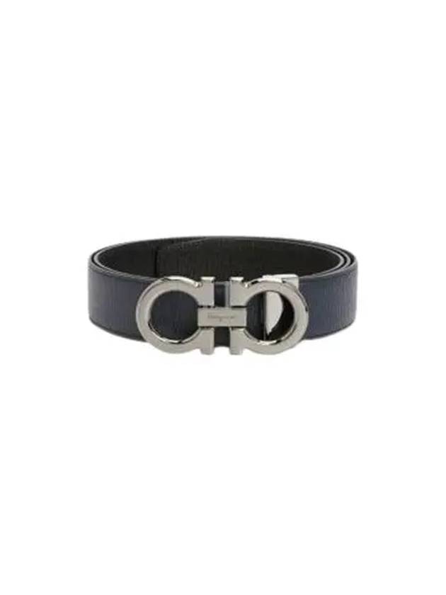 Reversible Gancini Leather Belt Black Navy - SALVATORE FERRAGAMO - BALAAN 2