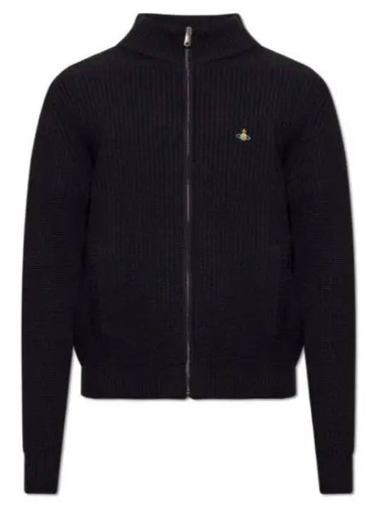 Embroidery Logo Zipper Cardigan Black - VIVIENNE WESTWOOD - BALAAN 2