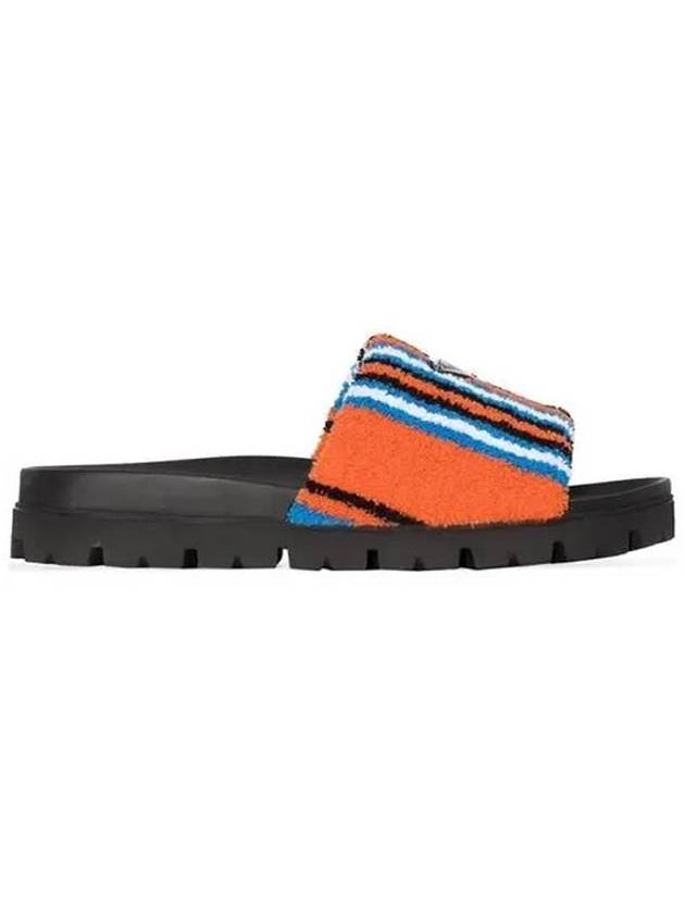 striped logo slide slippers - PRADA - BALAAN.