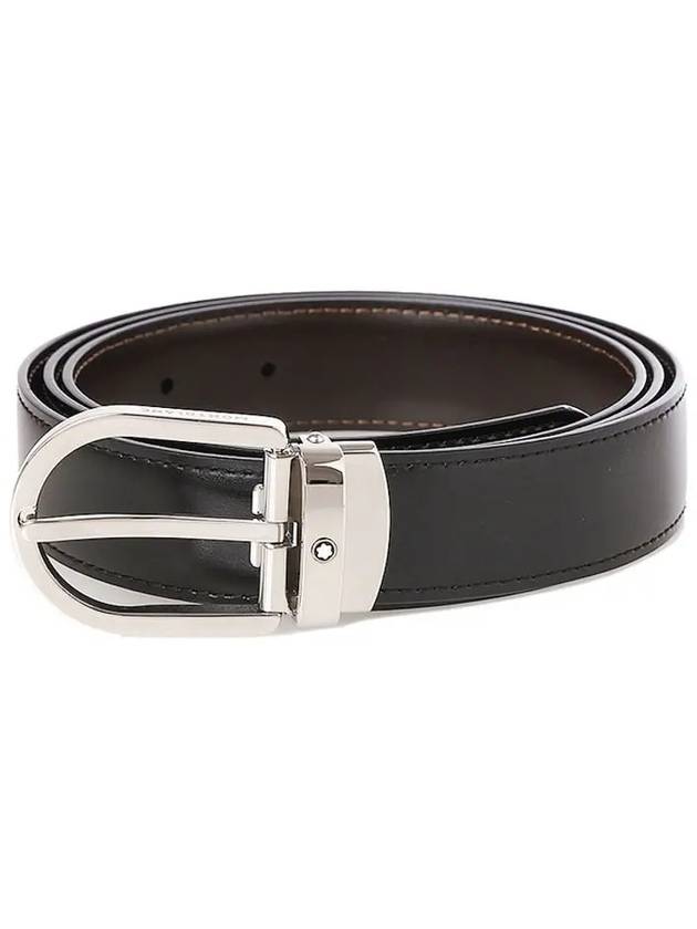 Men's Buckle 30mm Reversible Leather Belt Black Brown - MONTBLANC - BALAAN 3