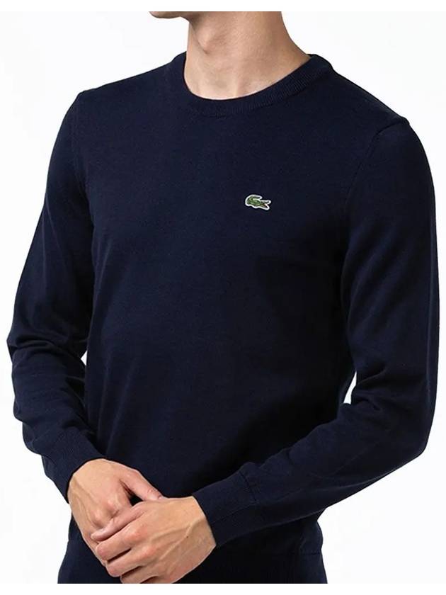 Embroidery Logo Crewneck Cotton Sweatshirt Navy - LACOSTE - BALAAN 2