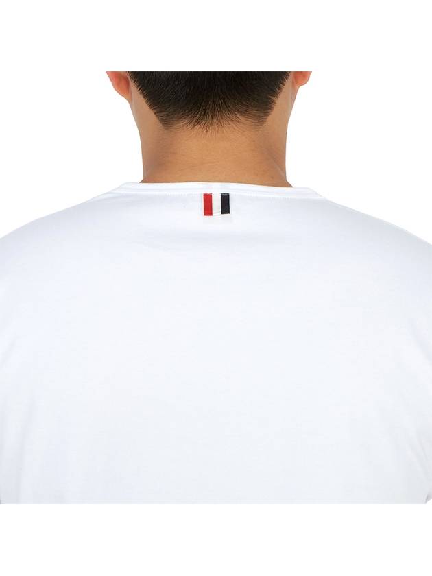 Men's Medium Weight Jersey Tipped Pocket Crewneck Short Sleeve T-Shirt White - THOM BROWNE - BALAAN 8