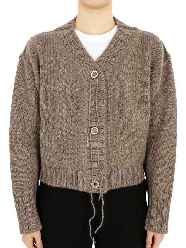 V-neck Button Cardigan Brown - ACNE STUDIOS - BALAAN 3