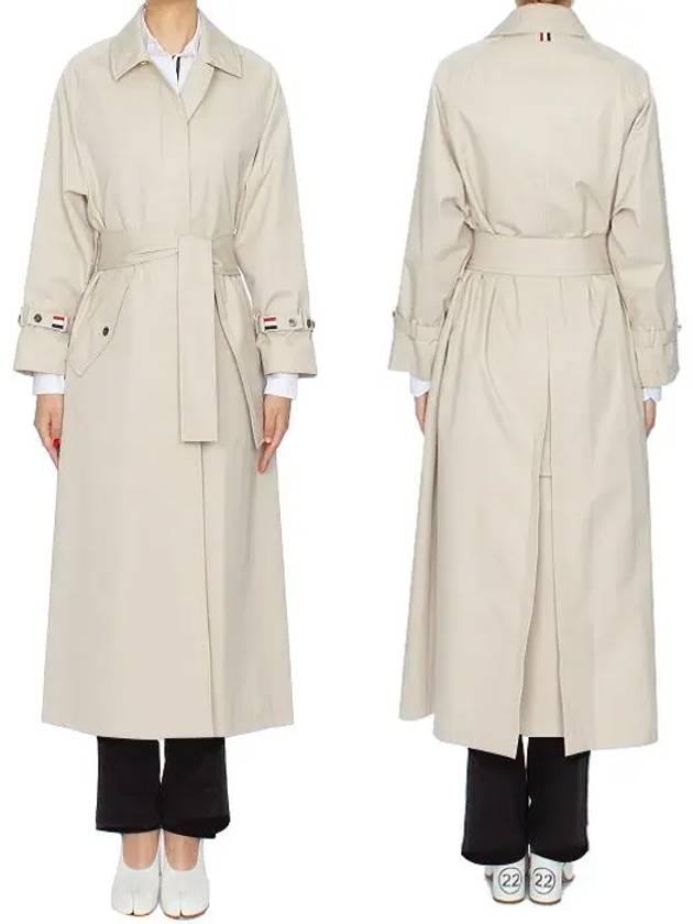 Waterproof Cotton Twill Raglan Trench Overcoat Khaki - THOM BROWNE - BALAAN 2