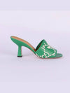 GG Logo Trefoil Leather Mule Heel Green - GUCCI - BALAAN 3