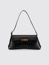 BB Logo Crocodile Embossed XX Small Flap Shoulder Bag Black - BALENCIAGA - BALAAN 2