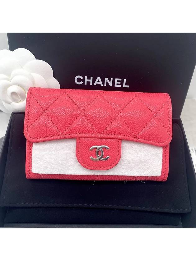 Classic gold shiny calfskin card holder dark pink - CHANEL - BALAAN 3